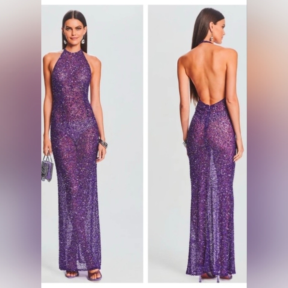 Clarisse Purple Sequin Dress - Picture 3 of 10